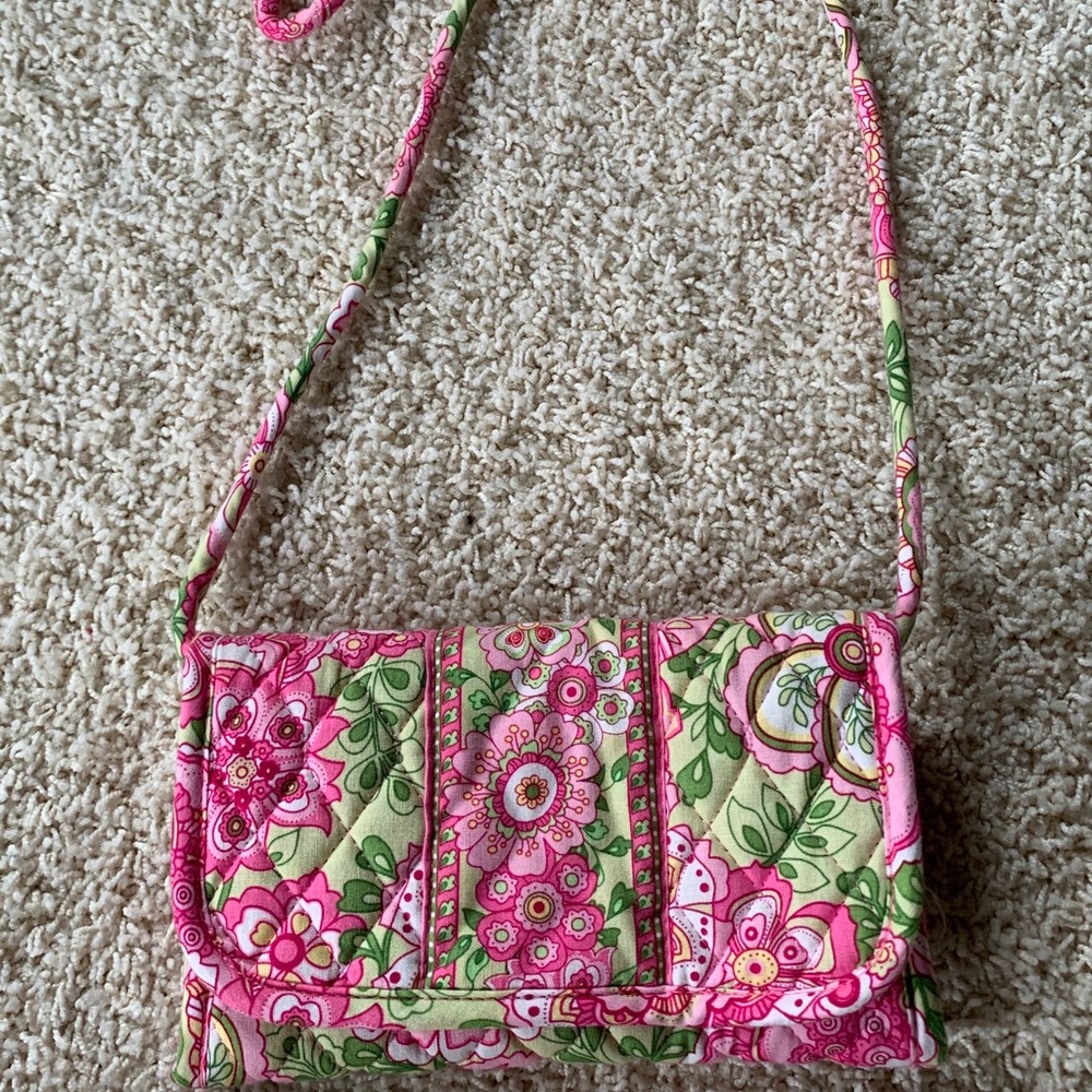 Vera Bradley Pink Floral Crossbody Wallet Purse
